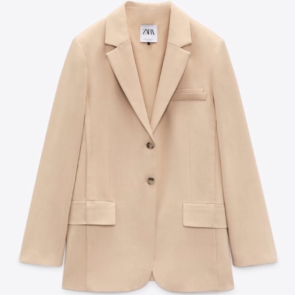 ZARA Woman BLAZERS | STRAIGHT CUT oversized fit BLAZER Apricot | 2010/706/739 S - Picture 3 of 15